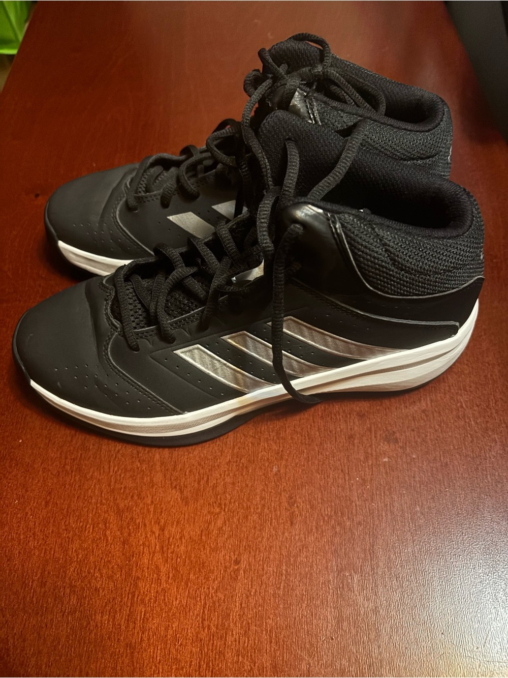 adidas Black High-Top Athletic Basketball Shoes with Silver Stripes